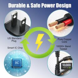 Alternative view of 15W 5V 3A USB-C Power Supply with Switch (3ft) – For Raspberry Pi 4 & USB-C Devices