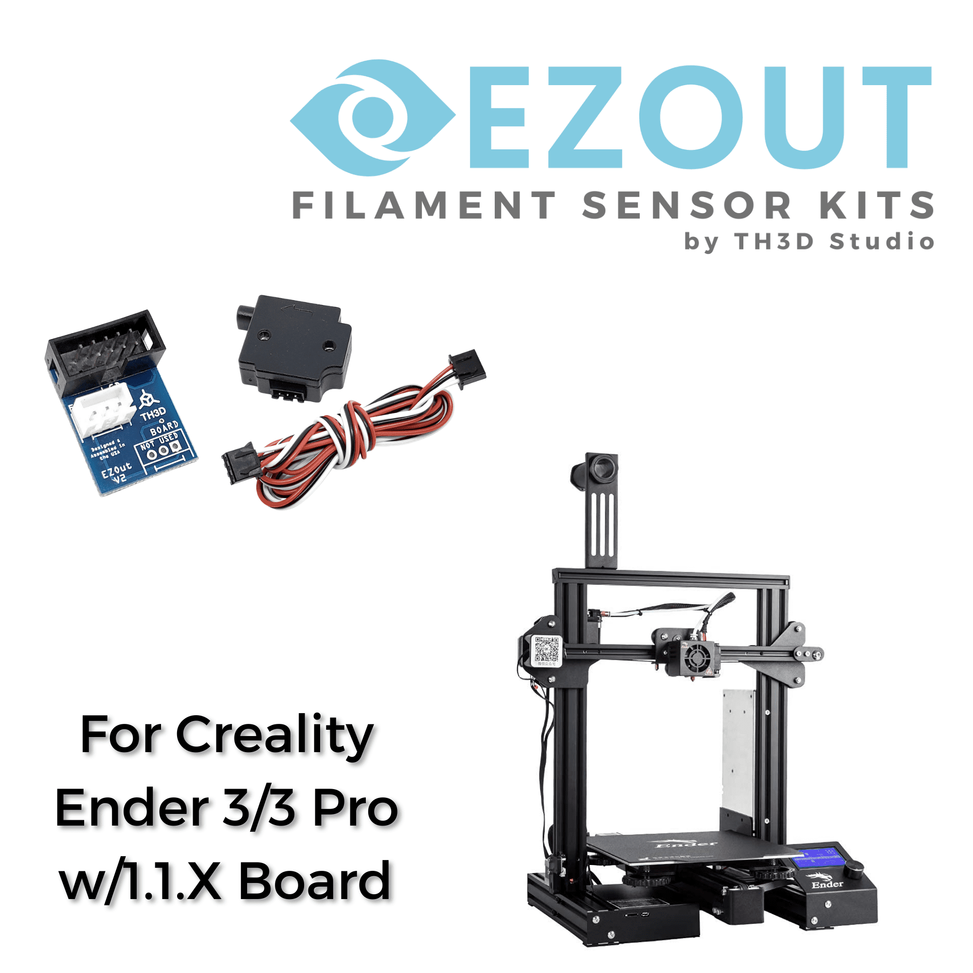 EZOut V2 Filament Sensor Kit for Ender 3/3Pro - V1.1.X Board