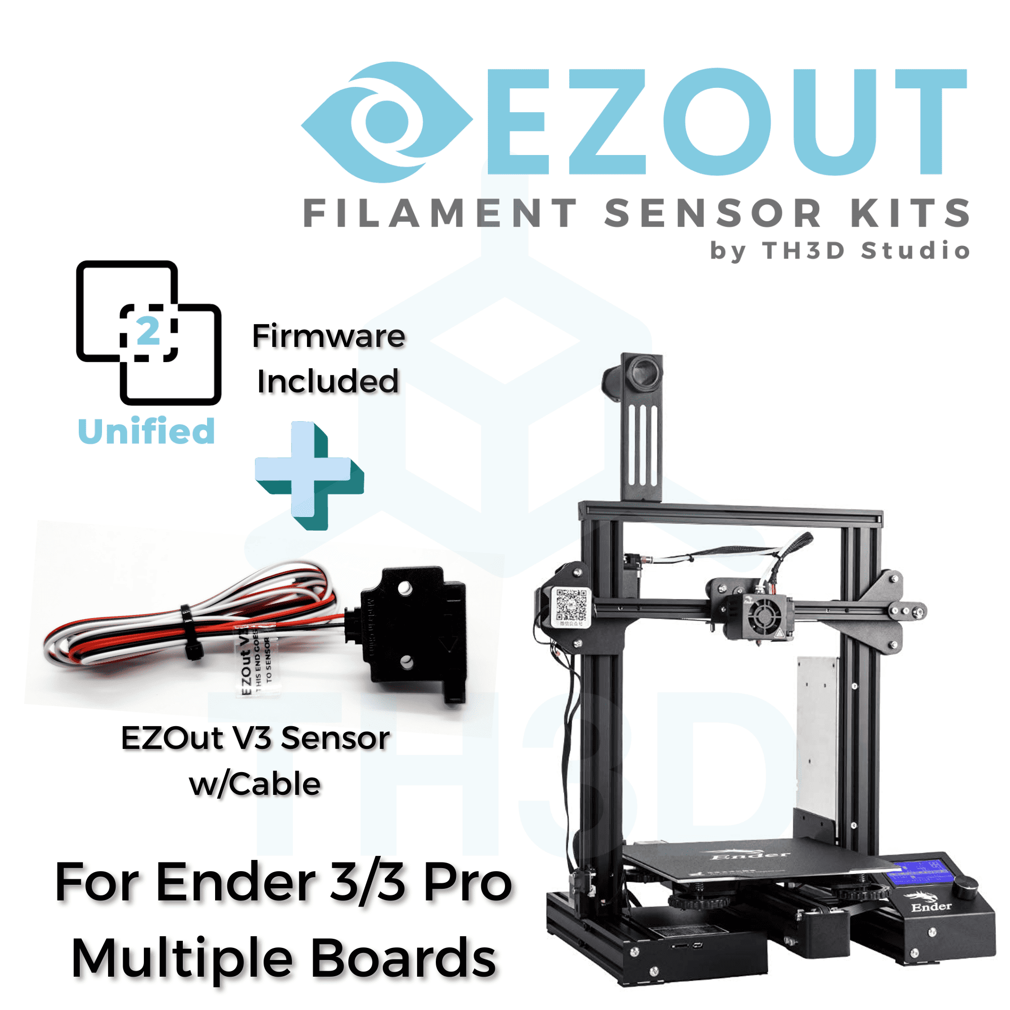 EZOut V3 Filament Sensor Kit for Creality Ender 3/3 Pro - V4.2.2, V4.2.7,  SKR E3 Mini, E3 Free-Runs, EZBoard - TH3D Studio LLC