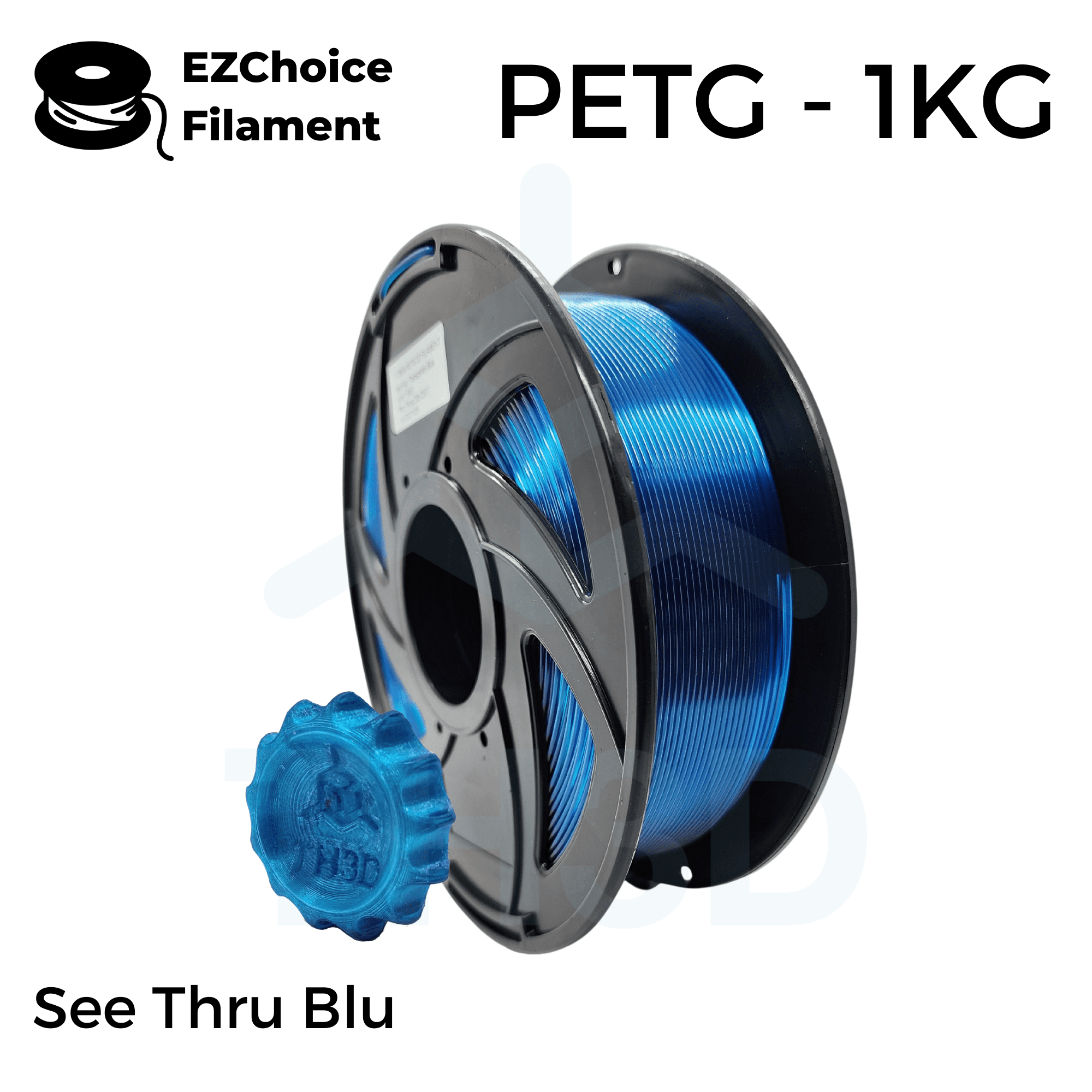 EZChoice See Thru Blu PETG - 1KG 1.75mm - Transparent - TH3D