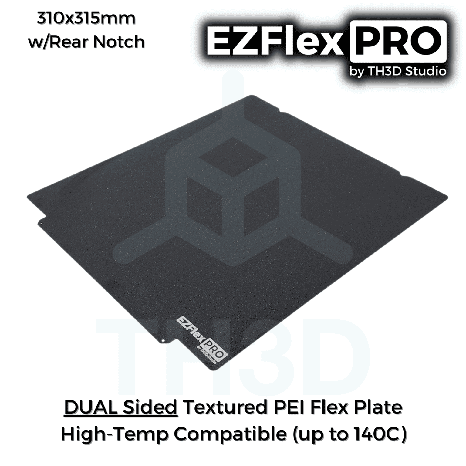 310x315mm w/Rear Notch Dual Sided Black Textured PEI Flex Plate Creality K1 MAX/SV06 Plus