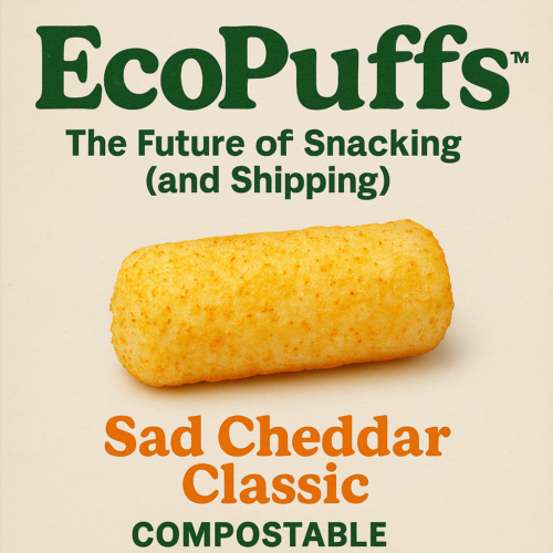🧀 EcoPuffs™ – The World’s First Snackable Packing Peanut